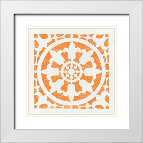 Hacienda Tile II White Modern Wood Framed Art Print with Double Matting by Hershey, Moira