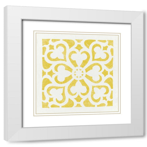 Hacienda Tile III White Modern Wood Framed Art Print with Double Matting by Hershey, Moira