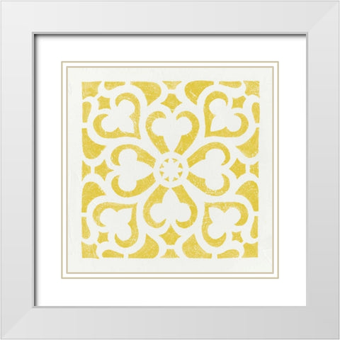 Hacienda Tile III White Modern Wood Framed Art Print with Double Matting by Hershey, Moira