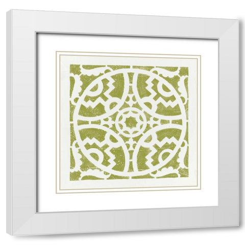 Hacienda Tile IV White Modern Wood Framed Art Print with Double Matting by Hershey, Moira