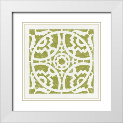 Hacienda Tile IV White Modern Wood Framed Art Print with Double Matting by Hershey, Moira