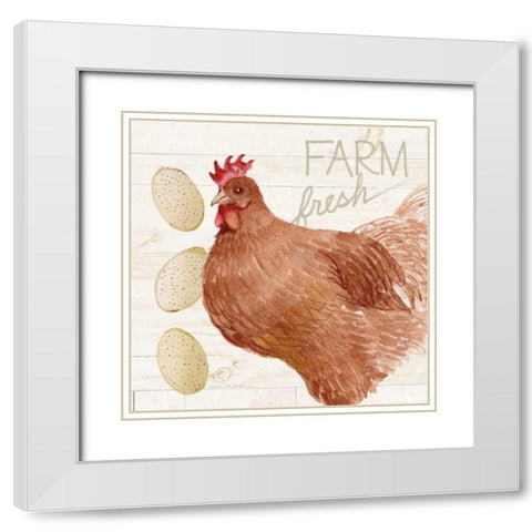 Life on the Farm Chicken II White Modern Wood Framed Art Print with Double Matting by McKenna, Kathleen Parr