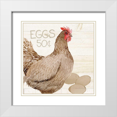 Life on the Farm Chicken III White Modern Wood Framed Art Print with Double Matting by McKenna, Kathleen Parr