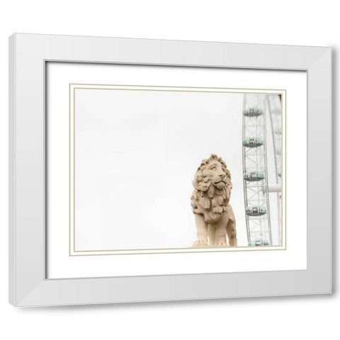 Lion of London White Modern Wood Framed Art Print with Double Matting by Bevan, Keri