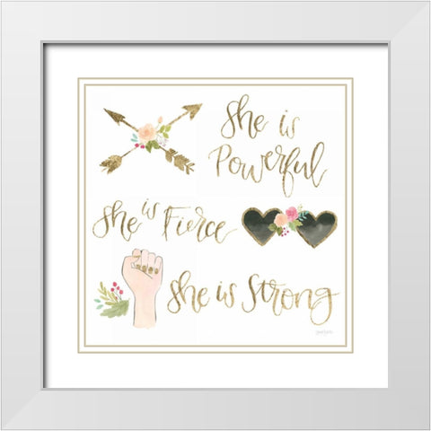 Girl Power IV White Modern Wood Framed Art Print with Double Matting by Jackson, Jenaya