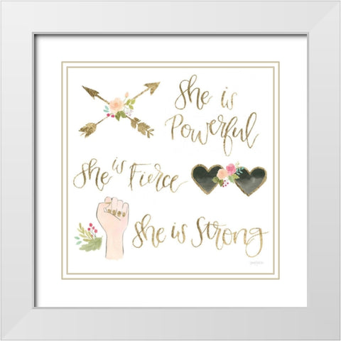 Girl Power IV White Modern Wood Framed Art Print with Double Matting by Jackson, Jenaya