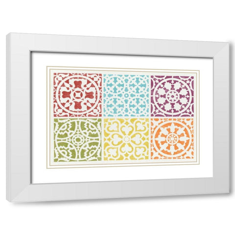 Hacienda Tile VII White Modern Wood Framed Art Print with Double Matting by Hershey, Moira