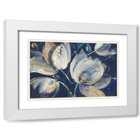 Midnight Garden White Modern Wood Framed Art Print with Double Matting by Hristova, Albena