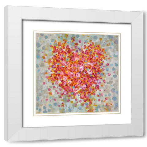 Circle of Hearts White Modern Wood Framed Art Print with Double Matting by Nai, Danhui