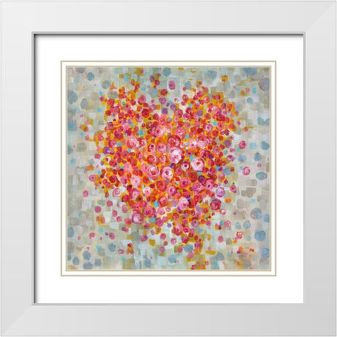 Circle of Hearts White Modern Wood Framed Art Print with Double Matting by Nai, Danhui