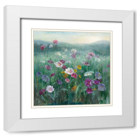 Cosmos at Dawn White Modern Wood Framed Art Print with Double Matting by Nai, Danhui