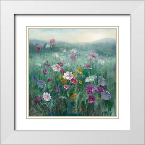 Cosmos at Dawn White Modern Wood Framed Art Print with Double Matting by Nai, Danhui