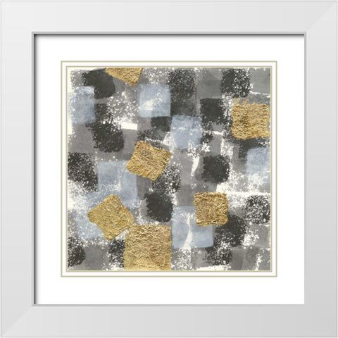 Gold Squares II White Modern Wood Framed Art Print with Double Matting by Paschke, Chris