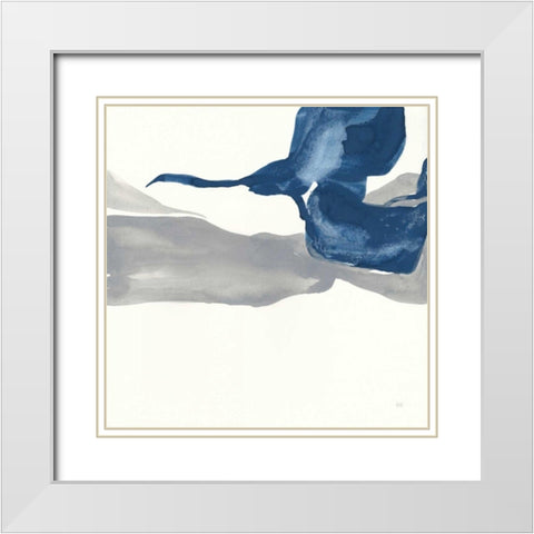 Sapphire and Gray I White Modern Wood Framed Art Print with Double Matting by Paschke, Chris