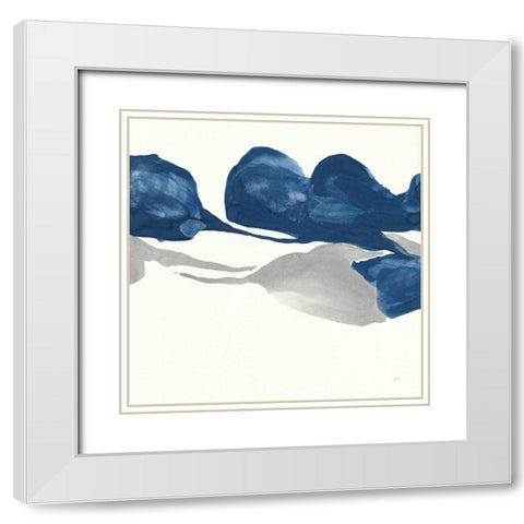 Sapphire and Gray II White Modern Wood Framed Art Print with Double Matting by Paschke, Chris