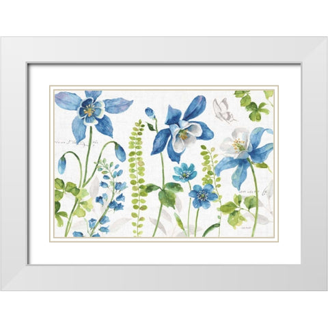 Blue and Green Garden I White Modern Wood Framed Art Print with Double Matting by Audit, Lisa