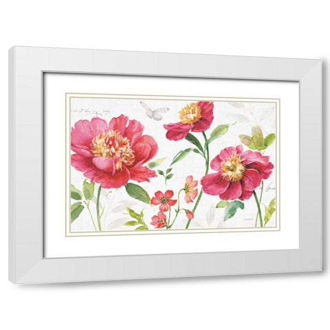 Pink Garden I White Modern Wood Framed Art Print with Double Matting by Audit, Lisa