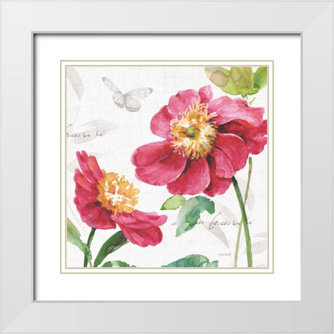 Pink Garden III White Modern Wood Framed Art Print with Double Matting by Audit, Lisa