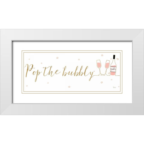 Underlined Bubbly III White Modern Wood Framed Art Print with Double Matting by Charron, Veronique