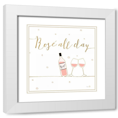 Underlined Bubbly V White Modern Wood Framed Art Print with Double Matting by Charron, Veronique