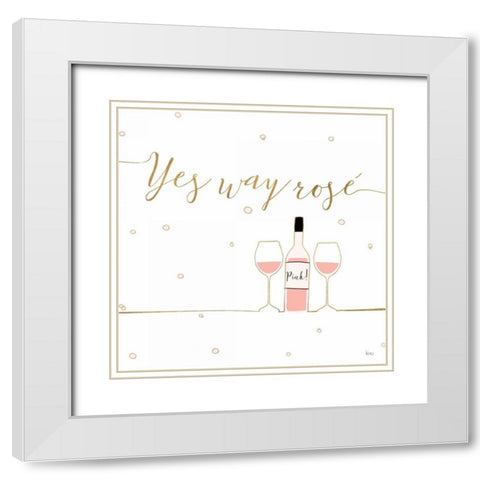 Underlined Bubbly VI White Modern Wood Framed Art Print with Double Matting by Charron, Veronique