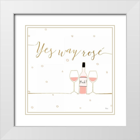 Underlined Bubbly VI White Modern Wood Framed Art Print with Double Matting by Charron, Veronique