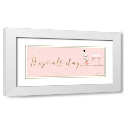 Underlined Bubbly I Pink White Modern Wood Framed Art Print with Double Matting by Charron, Veronique
