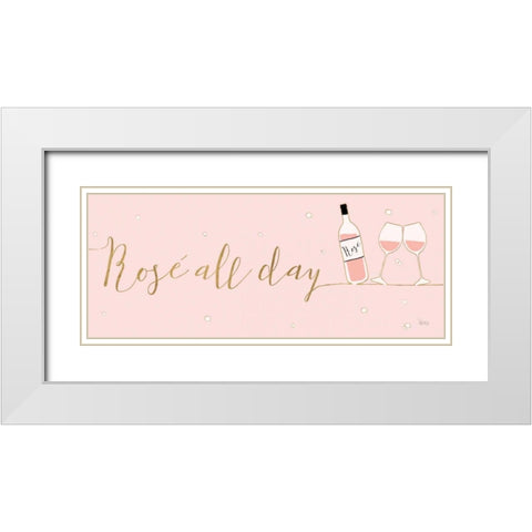 Underlined Bubbly I Pink White Modern Wood Framed Art Print with Double Matting by Charron, Veronique