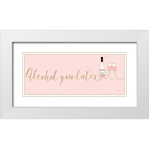 Underlined Bubbly IV Pink White Modern Wood Framed Art Print with Double Matting by Charron, Veronique