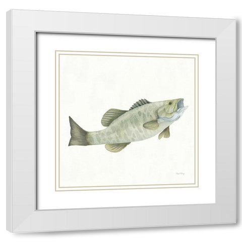 Gone Fishin Small Mouth White Modern Wood Framed Art Print with Double Matting by DeNeige, Elyse