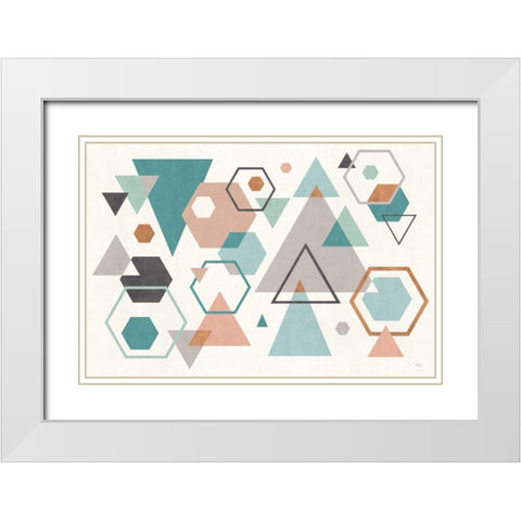 Abstract Geo I White Modern Wood Framed Art Print with Double Matting by Charron, Veronique
