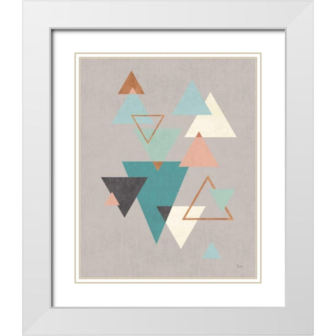 Abstract Geo II Gray White Modern Wood Framed Art Print with Double Matting by Charron, Veronique