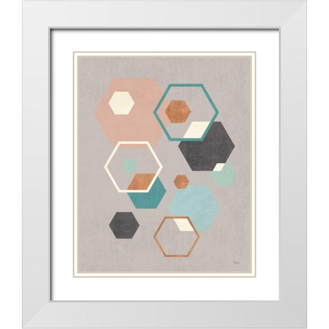 Abstract Geo III Gray White Modern Wood Framed Art Print with Double Matting by Charron, Veronique