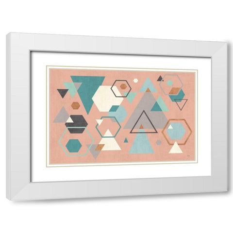 Abstract Geo I Pink White Modern Wood Framed Art Print with Double Matting by Charron, Veronique