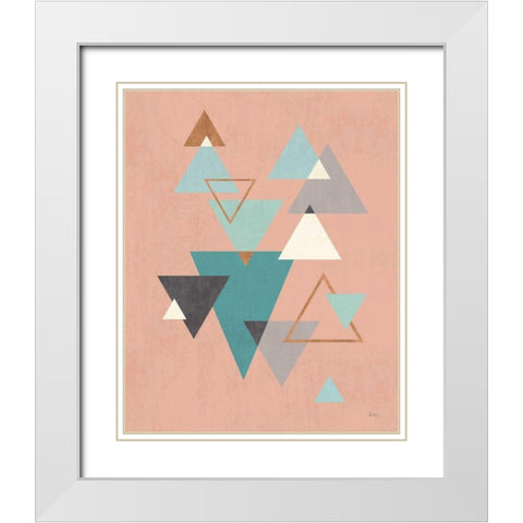 Abstract Geo II Pink White Modern Wood Framed Art Print with Double Matting by Charron, Veronique