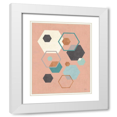 Abstract Geo III Pink White Modern Wood Framed Art Print with Double Matting by Charron, Veronique