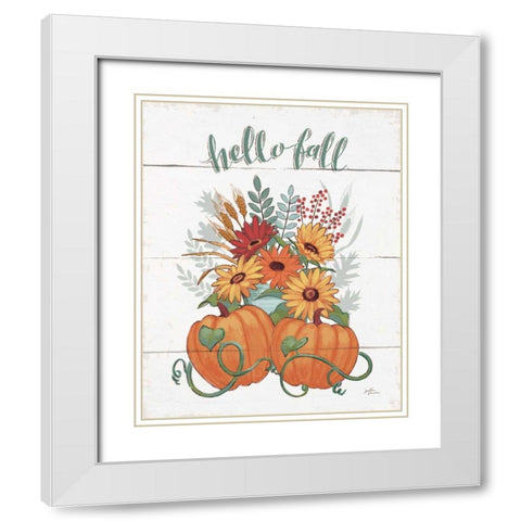 Fall Fun II White Modern Wood Framed Art Print with Double Matting by Penner, Janelle