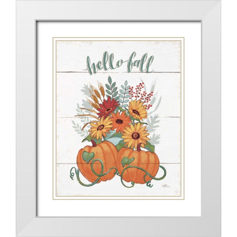 Fall Fun II White Modern Wood Framed Art Print with Double Matting by Penner, Janelle