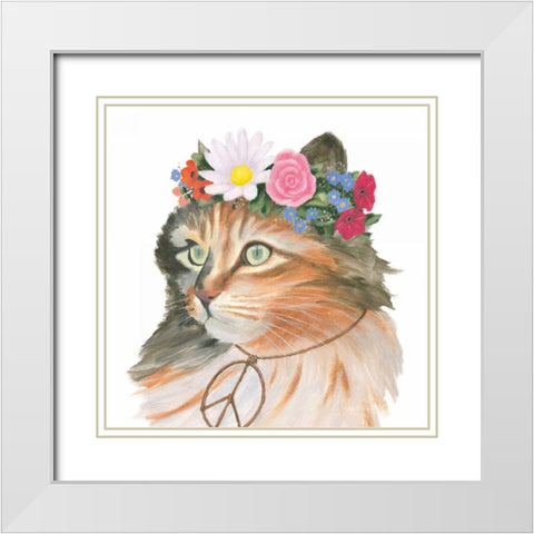 Cattitude I White Modern Wood Framed Art Print with Double Matting by Sullivan, Myles
