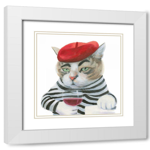 Cattitude III White Modern Wood Framed Art Print with Double Matting by Sullivan, Myles