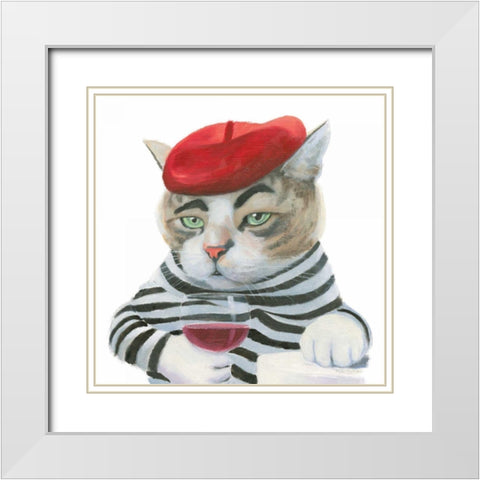 Cattitude III White Modern Wood Framed Art Print with Double Matting by Sullivan, Myles