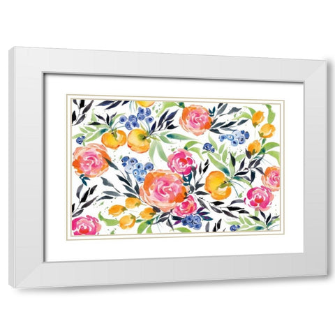 Blueberries Among Us White Modern Wood Framed Art Print with Double Matting by Rice, Kristy