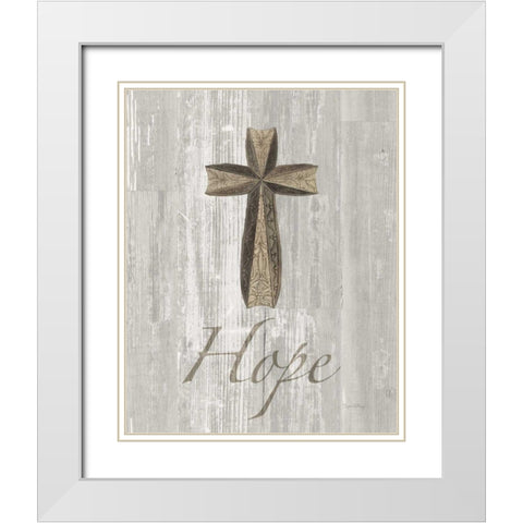 Words for Worship Hope on Wood White Modern Wood Framed Art Print with Double Matting by DeNeige, Elyse