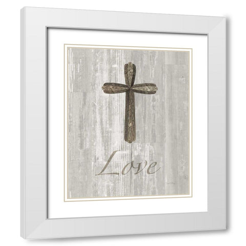 Words for Worship Love on Wood White Modern Wood Framed Art Print with Double Matting by DeNeige, Elyse