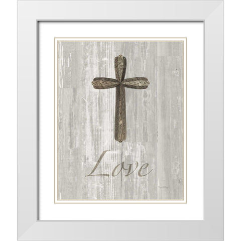 Words for Worship Love on Wood White Modern Wood Framed Art Print with Double Matting by DeNeige, Elyse