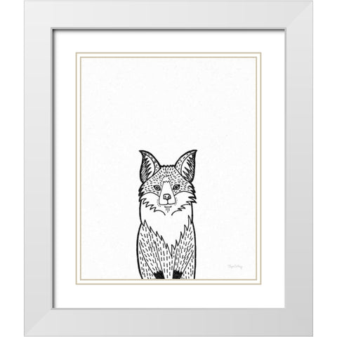 Forest Friends I Black and White Fox White Modern Wood Framed Art Print with Double Matting by DeNeige, Elyse