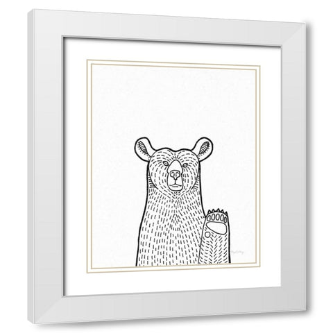 Forest Friends IV Black and White Bear White Modern Wood Framed Art Print with Double Matting by DeNeige, Elyse