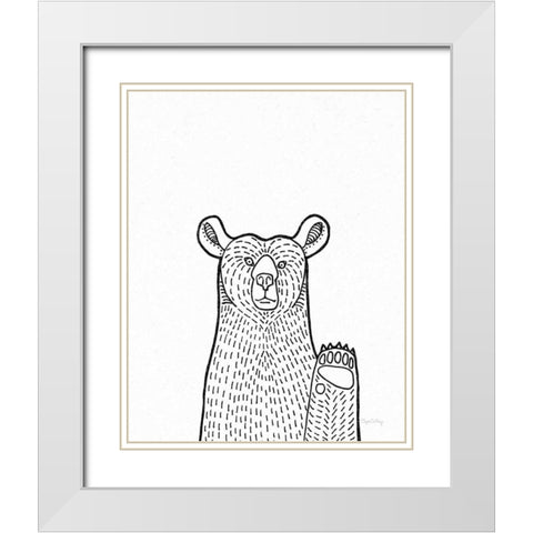 Forest Friends IV Black and White Bear White Modern Wood Framed Art Print with Double Matting by DeNeige, Elyse