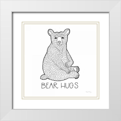 Color the Forest I Bear Hugs White Modern Wood Framed Art Print with Double Matting by DeNeige, Elyse