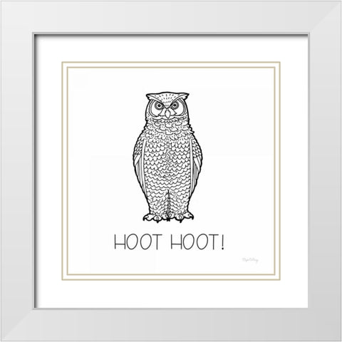 Color the Forest V Hoot Hoot White Modern Wood Framed Art Print with Double Matting by DeNeige, Elyse